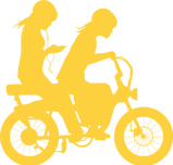 silhouette of girls biking