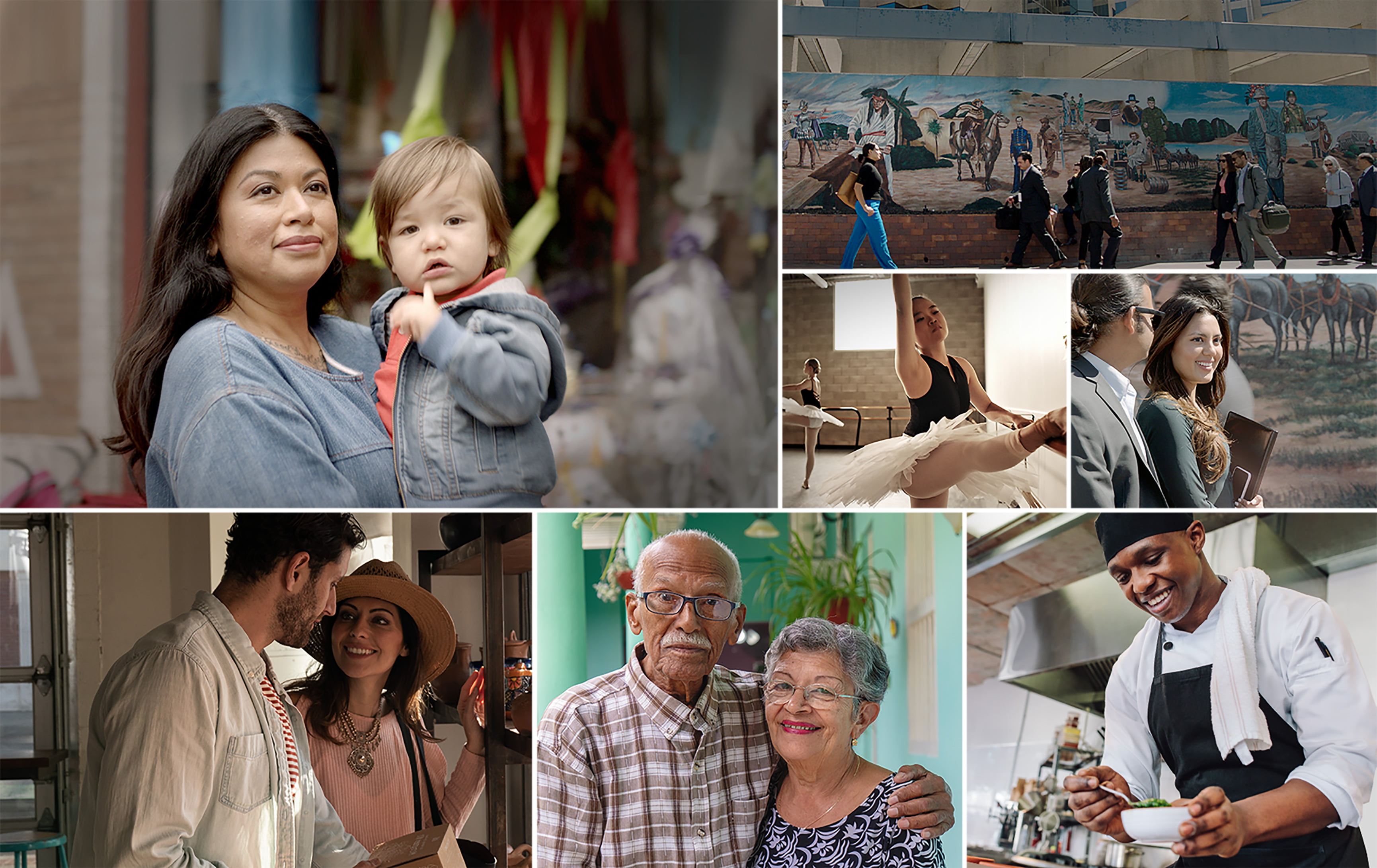Collage of Santa Ana residents, shoppers, business owners, and visitors