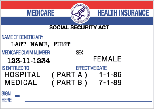 Medicare card (Red, White, Blue card)