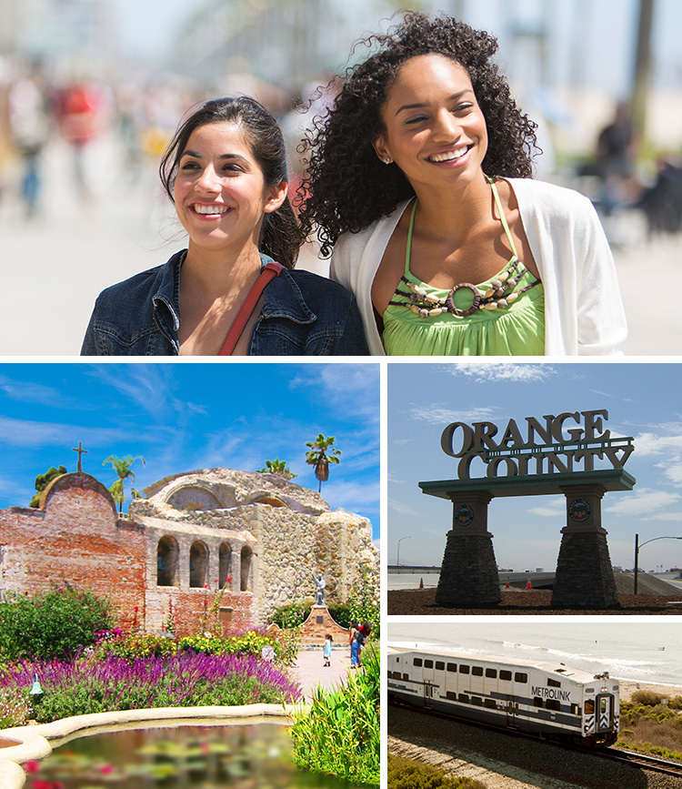 A collage of happy women and some OC Landmarks